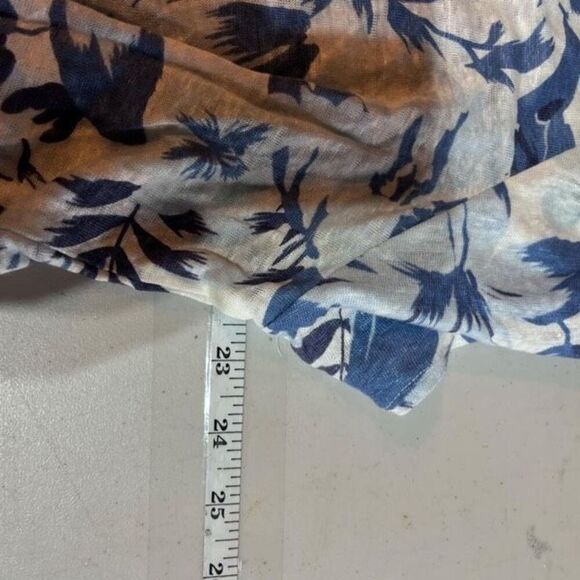 C&C California Women's Linen Floral Leaf Print Short Sleeve Top Blue Size 2X - Picture 5 of 11